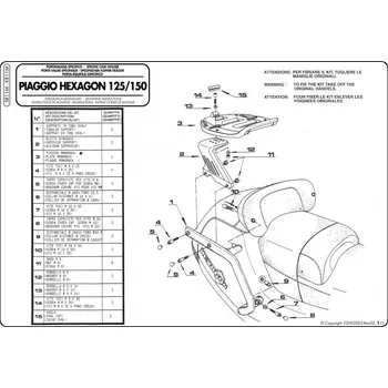 Motodoplněk GIVI SR11M special rack PIAGGIO Hexagon/Super Hexagon 125-150-180-250, včetně MM