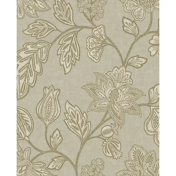 Tapeta Eijffinger Vliesová tapeta na zeď, šedo-zelená, květiny, 350663, Amber, Eijffinger, velikost 10 x 0,52 m