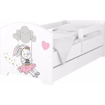 Dětsný nábytek Dětská postel Oskar Králíček 160x80 cm - Bílá - 1x krátká + 1x dlouhá zábrana bez šuplíku