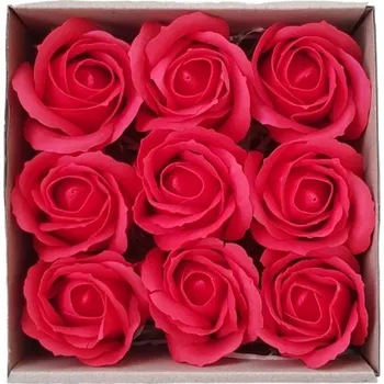 Mýdlo made by ANTEROS Dekorace Mýdlové květy RED 9ks v dárkovém boxu