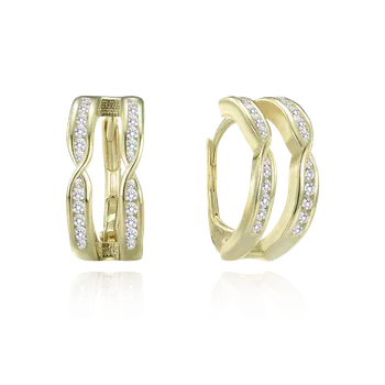 Náušnice 0526 MINET Luxusní pozlacené stříbrné náušnice s bílými zirkony