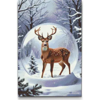 Diamantové malování Diamantové malování - Jelen ve sněžítku Velikost: 40x60cm, Rámování: Pouze srolované plátno, Diamanty: Čtvercové
