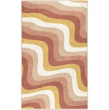 Koberec Okrově žlutý/starorůžový pratelný koberec 60x100 cm Creamy Strawberry Swirl – Mila Home ID_1775010