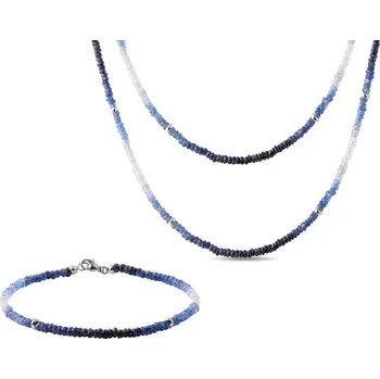 Souprava šperků Boho safírová sada v bílém zlatě KLENOTA