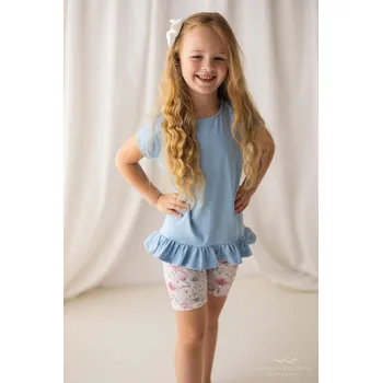 Dívčí tričko Modré dívčí tunikové tričko s volánem-Lily grey 104 / 4 roky