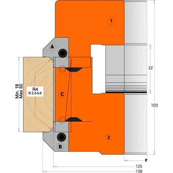 Fréza CMT Orange Tools CMT Nůž pro C694005 - pár žiletek R2+45° prof.B2 spodní