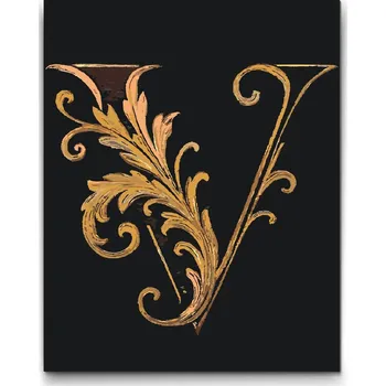 Malování podle čísel - Písmeno V Velikost: 40x50cm, Rámování: Pouze srolované plátno