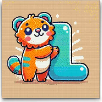 Diamantové malování Diamantové malování - Písmeno L - Se zvířátkem Velikost: 50x50cm, Rámování: Pouze srolované plátno, Diamanty: Čtvercové