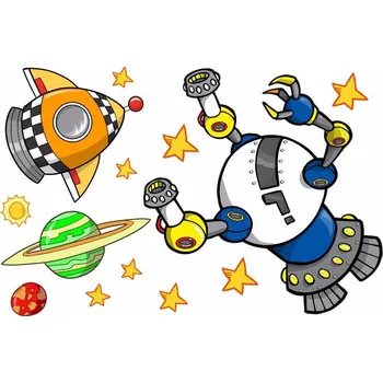 Samolepící dekorace Vesmírný robot samolepka na zeď - S