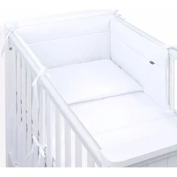 Příslušenství pro dětskou postel a kolébku 3-dílná sada Mušelínové povlečení s mantinelem - Bílá - 60/90x120 cm