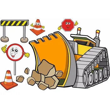 Samolepící dekorace Sada bagr samolepka na zeď - S