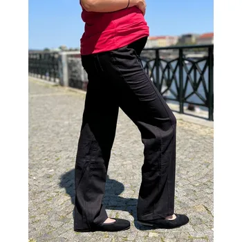 Lněné těhotenské kalhoty černé Velikost: S