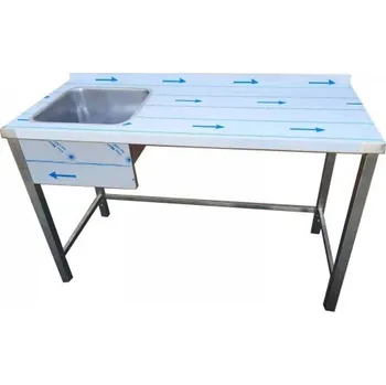 Dílenský stůl PMN - Výroba nerezového zařízení s.r.o. Nerezový stůl mycí s dřezem 1000 x 600 x 900 mm (dřez 400 x 400 x 250 mm)
