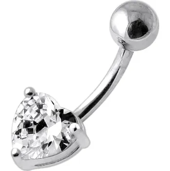 Piercing Šperky4U Stříbrný piercing do pupíku - srdíčko - BP01314-C
