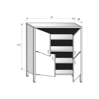 Nerezová skříň dělená s křídlovými dvířky 800 x 600 x 1800 mm