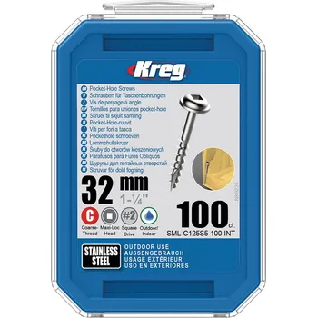 Šroub Kreg Nerez Maxi-Loc Šrouby pro skryté spoje - 32 mm, hrubý závit, 100 ks