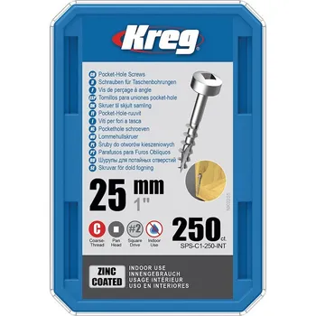 Šroub Kreg Zinc Pan-Head Šrouby pro skryté spoje 25 mm, hrubý závit 250 ks