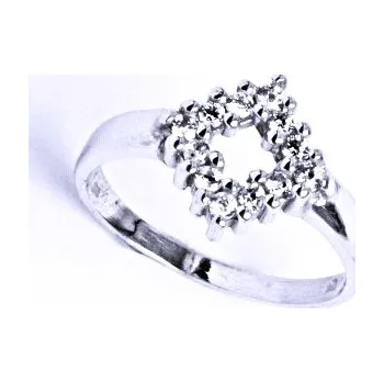 Prsten Zlatý prsten, bílé zlato, prstýnek s čirými zirkony, VR 190