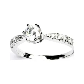 Prsten Zlatý prsten, bílé zlato, prstýnek s čirými zirkony, VR 99