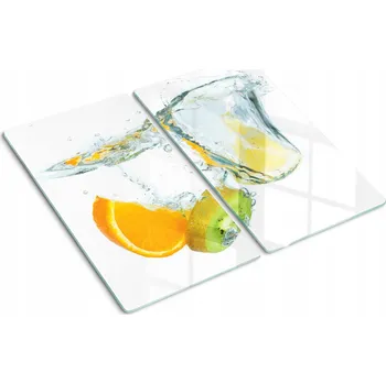 Obraz Kuchyňské Multifunkční Dekorativní Skleněné Desky Citrusy Kiwi 2x30x52 cm