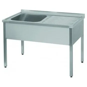 Nerezový dřez PMN - Výroba nerezového zařízení s.r.o. Nerezový mycí stůl s odkapovou plochou 1400 x 600 x 900 mm (levý dřez 500 x 400 x 250 mm)