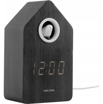 Budík LED elektronický budík s hodinami a černým ciferníkem Cuckoo LED