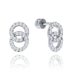 0402 MINET Elegantní zlaté náušnice na šroubek z bílého zlata s bílými zirkony Au 585/1000 1,50g