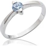 Zlatý prstýnek, bílé i žluté zlato, prsten s akvamarin zirkonem, VR 113