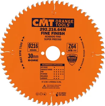 Pilový kotouč CMT Orange Tools CMT Orange Pilový kotouč pro elektronářadí, finální řez - D216x2,8 d30 Z64 HW -5°Neg
