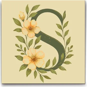 Malování podle čísel - Písmeno S - Květinový vzor Velikost: 50x50cm, Rámování: Pouze srolované plátno