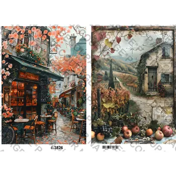 Umělecký papír Rýžový a soft papír na decoupage - Vintage obrazy - KB03826 Materiál: Soft, Rozměr: A4