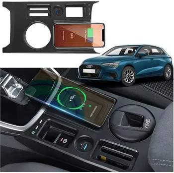 Braveking1 Bezdrátová nabíječka do auta kompatibilní s Audi A3 2021-2022, 15W rychlonabíječka Qi, nabíječka pro Audi A3 Center Console, dárek pro majitele Audi-A3 Rozbalev(n)o