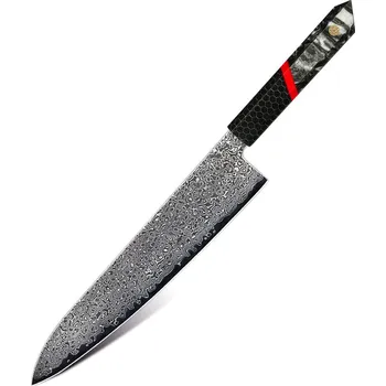 Kuchyňský nůž Damaškový kuchyňský nůž ZA 37455 Chef/Černá/Červená