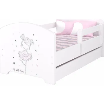 Dětská postel Dětská postel Oskar Baletka 160x80 cm - Bílá - 1x krátká + 1x dlouhá zábrana bez šuplíku