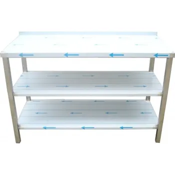 Dílenský stůl PMN - Výroba nerezového zařízení s.r.o. Nerezový pracovní stůl 2x police 1600 x 600 x 900 mm