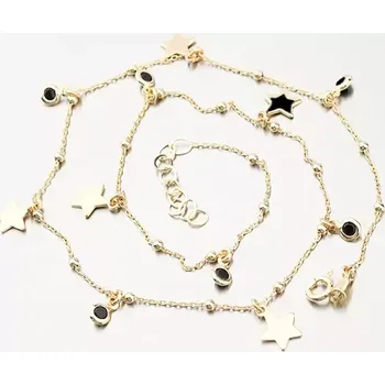 Náhrdelník Dámský náhrdelník stříbro 925 zlacený s krystaly a hvězdičkami N2001375-2120-SLX délka 40 cm