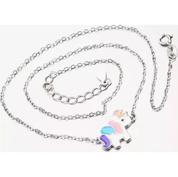 Náhrdelník Dětský náhrdelník stříbro 925 jednorožcem SST-151340-40D délka 38 cm