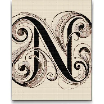 Diamantové malování Diamantové malování - Písmeno N Velikost: 40x50cm, Rámování: Pouze srolované plátno, Diamanty: Kulaté