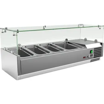 RM GASTRO Vitrínka chladící 140 cm MCH 3140 RedFox - 1xGN1/2 + 4xGN1/3