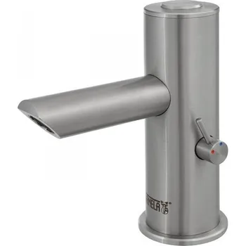 Vodovodní baterie Piezo antivandalová nerezová umyvadlová směšovací baterie Sanela SLU 92PD, delší ramínko, 24 V