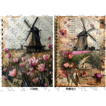 Umělecký papír Rýžový a soft papír na decoupage - Vintage obrazy - KB03828 Materiál: Soft, Rozměr: A4