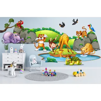 Samolepící dekorace Samolepka na zeď Safari zvířátka - L