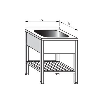 Nerezový dřez PMN - Výroba nerezového zařízení s.r.o. Nerezový dřez s roštovou policí 800 x 700 x 900 mm (dřez 600 x 500 x 300 mm) + ZDARMA SIFON
