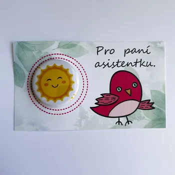 Dárková kartička pro asistentku s buttonem
