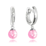 1723 MINET Stříbrné náušnice s růžovými opálky