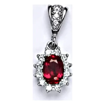 Přívěsek Stříbrný přívěsek, zirkon rubín, Kate, čiré zirkony, přívěšek ze stříbra, P 1480/2