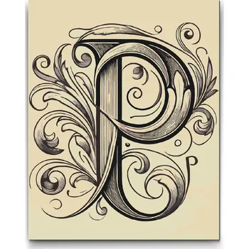 Malování podle čísel - Písmeno P Velikost: 30x40cm, Rámování: Pouze srolované plátno