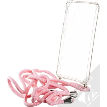 Pouzdro na mobilní telefon 1Mcz Strap Anti-Shock ochranný kryt se šňůrkou pro Samsung Galaxy S21, stříbrný