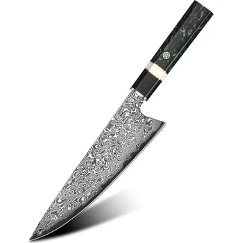 Kuchyňský nůž Damaškový kuchyňský nůž ZE 37476 Chef/Zelená/Černá
