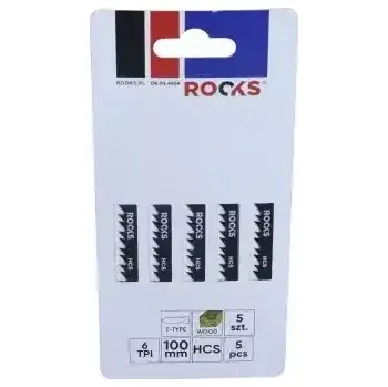 Pilový plátek ROOKS Sada pilových listů do přímočaré pily HCS typ T dřevo 6 TPI 5 ks RKS OK-03.4504